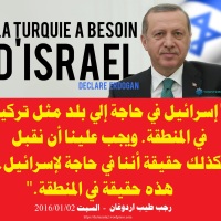 2016/01/02| #اردوغان : " #إسرائيل في حاجة إلى بلد مثل #تركيا في المنطقة. ويجب علينا أن نقبل كذلك حقيقة أننا في حاجة لإسرائيل. هذه حقيقة في المنطقة."